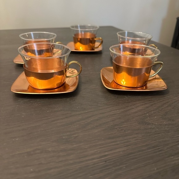 Elegant Copper Glass Tea Cup Set - Picture 1 of 7